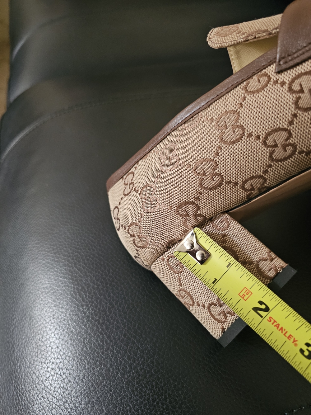 Gucci Women  Brown Monogram Horsebit Loafers - Picture 3 of 4